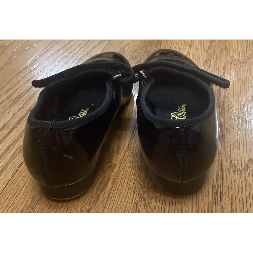 Dance Class Tap Dance Shoes Girls‎ Patent Leather Black Lined Sz 10 - Picture 3 of 7